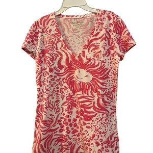 NWT Women’s Lilly Pulitzer Sz Small Shirt Michelle Top Pink White Get Spotted